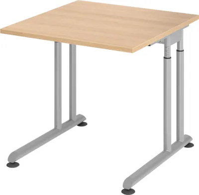Produktbild von bümö Schreibtisch Serie-Z - Gestell: Silber, Größe:  80 x 80 cm, Nachbildung: Eiche