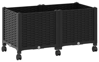 Immagine prodotto di vidaXL Vaso da giardino con ruote Nero 80 x 40 x 44 cm PP