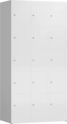 Produktbild von ClassiX Schließfachschrank signalweiß X-520537, 15 Schließfächer 87,0 x 50,0 x 180,0 cm