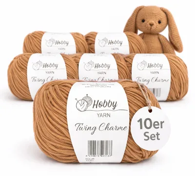 Produktbild von Hobby YARN - Twiny Charme 10er Set - Baumwolle 50g je Garn, Baumwolle, weiches Mischgarn, zum Häkeln & Stricken 307 - Caramel Toffee