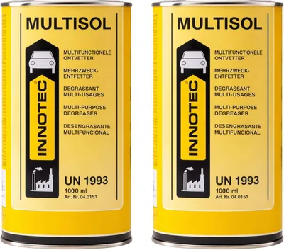 Produktbild von 2 Stück INNOTEC Multisol 1 L Dose – Multifunktionaler Entfetter & Reiniger – löst Klebstoffe, Dichtmassen, Teer, Fett & Öl – ideal für KFZ, Werkstatt