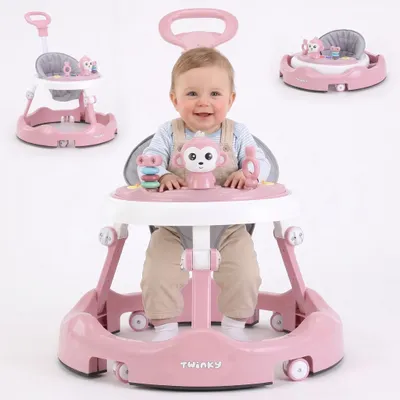 Immagine prodotto di Girello Twinky® rosa | Girello con set di giochi e accessori per imparare a camminare in modo sicuro e divertente | inclusi tappetino e maniglia di sostegno, Immagine generata dall'IA