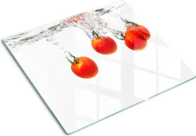 Produktbild von Tulup Glas Herdabdeckplatte Glaskeramikkochfeld-Abdeckung Spritzschutz Glasabdeckplatte Kochplattenabdeckung und Schneidebrett - Einteilig - 60x52 cm Tomaten unter Wasser