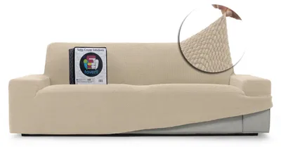 Imagen del producto de Funda elástica para sofá, para 4 plazas, de 230 a 270 cm, color beige, universal para sofás