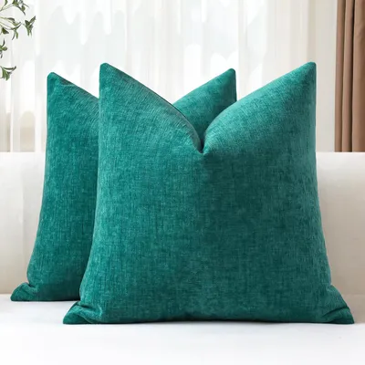 Kissenbezug-Set 2er 60x60 cm Chenille Türkis quadratisch