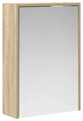 Image de Armoire de salle de bain avec miroir et porte vidaXL, chêne Sonoma, 43 x 16 x 62,5 cm