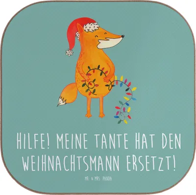 Produktbild von Mr. & Mrs. Panda Tischuntersetzer Tante Weihnachten - Meeresbrise - Geschenk, persönliche Erinnerungen, Familie, Geschenke, Holzuntersetzer, Untersetzer Gläser, Neffe