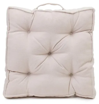 Produktbild von GÖZZE Darco Boxkissen weiches atmungsaktives Chenille-Boxkissen mit Tragegriff und 5-Punkt-Steppung Creme 40 x 40 x 7 cm