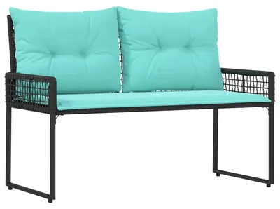 Obrázek produktu pro Venkovní lavice s polštářem Černá a tyrkysová 118 x 55 x 82 cm