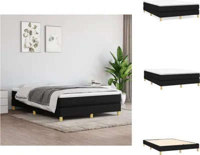 Produktbild von vidaXL Boxspringbett Schwarz 140x200 cm Stoff -  Betten & Bettgestelle