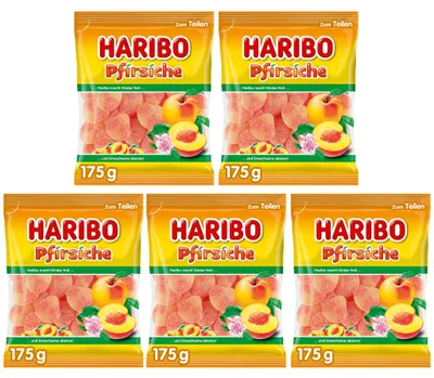 Produktbild von Pfirsich-Gummibärchen 175 g – Haribo – 5er-Pack
