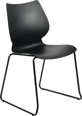 Produktbild von Moderner Stapelstuhl – Multifunktionaler Esszimmerstuhl – Platzsparend durch stapelbares Design | Farbe: Schwarz