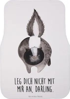 Produktbild von Mr. & Mrs. Panda Auto-Fußmatte Stinktier Angriff - Weiß - Geschenk, Raubtier, Auto Fußmatte, Teppich, Drohung, Automatte, Skunk, Wildtier, wütend, Fürs
