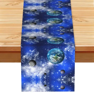 Produktbild von Tischläufer mit Planetengalaxie-Motiv - Schwarz