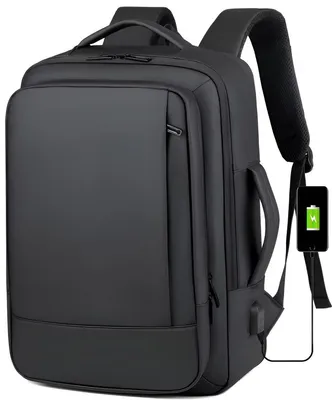 Image de CarryQuest® - Sac à dos de voyage pour hommes, modèle Rilibegan, avec port USB, couleur noire