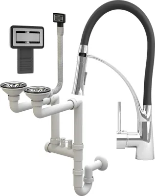 Produktbild von Mischbatterie Nexo + Rechteckiger Siphon Chrom Manuell 2Kom