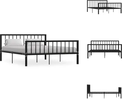 Produktbild von vidaXL Bettgestell Schwarz Metall 160×200 cm -  Betten & Bettgestelle