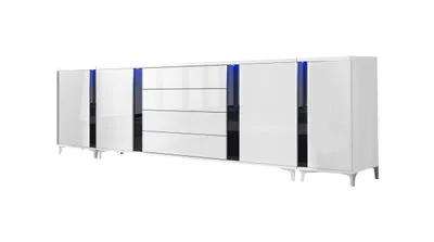 Produktbild von Moderne, Kommode MARIO 284 cm (Weiss +Hochglanz Weiss)