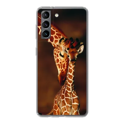 Produktbild von MuchoWow® Handyhülle Schutzhülle Hülle für Samsung Galaxy S21 Giraffe - Kalb - Porträt Silikon Softcase Handy Hülle - Softcase
