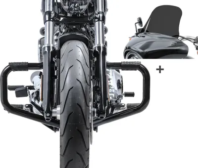 Immagine prodotto di Set crash bar Baffi + parabrezza L per Harley Sportglide 18-25 STS