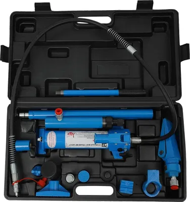 Obrázok produktu pre Hydraulický zdvihák Porta Power – sada 4 t/4000 kg – nástroj na opravu karosérie a rámu – predĺžená hadica – prenosný kufrík – modrá farba