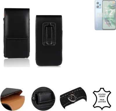 Produktbild von K-S-Trade Holster Gürteltasche Handy Hülle Schutzhülle kompatibel mit Xiaomi Redmi Note 12 5G Handyhülle Leder schwarz, 1x