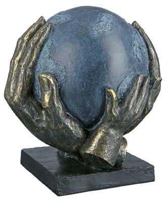 Image de Gilde Skulptur, Ball, "Save the World", Händemotiv, Kunstharz, grau, bronzefarben, VE 1, L. 15 cm, B. 18 cm, H. 19 cm 37154 4063387371541