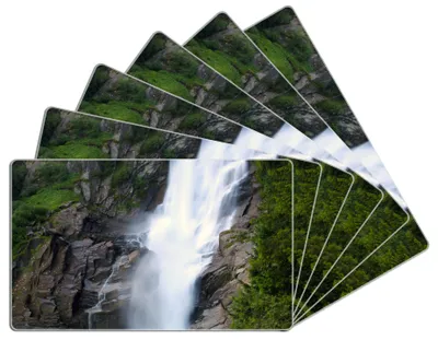 Produktbild von Wallario Frühstücksbrettchen 6er Set aus Glas, je 14 x 23 cm, mit rutschfesten Füßen, Motiv Wasserfall