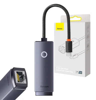 Obrázok produktu pre Adaptér LAN Baseus Lite WKQX000313 USB-C na RJ45 1000 Mbps, sivý