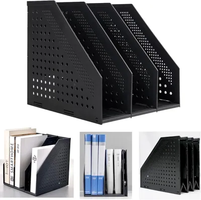 Produktbild von Faltbarer Zeitschriftenhalter, 3 Fächer, 25 cm L x 25,5 cm B x 24,5 cm H, für Büro und Schule