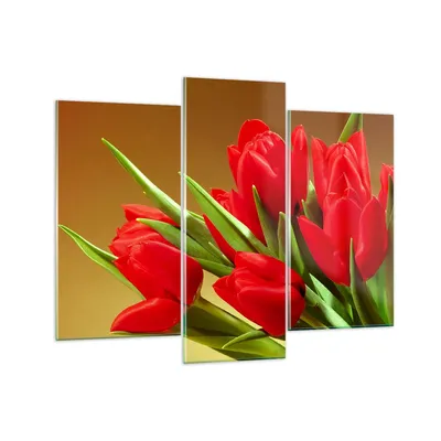 Produktbild von Bilder auf glas - Tulpen Blumen Feld Plantage - 130x100cm - Glasbilder - Wandbilder - Kunstdruck - zum Aufhängen bereit - Wanddekoration aus Glas - Glas Bilder - Wandbild auf Glas - GCB130x100-0962