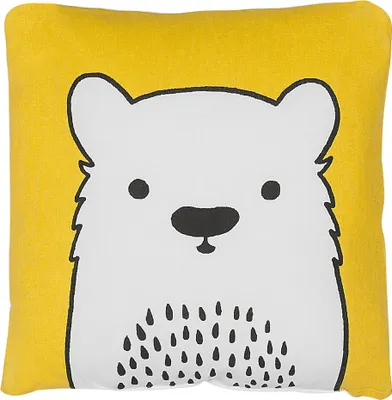 Produktbild von BELIANI Dekokissen Gelb Baumwolle Tiermotiv Bärmotiv 45 x 45 cm Wohnzimmer Kinderzimmer