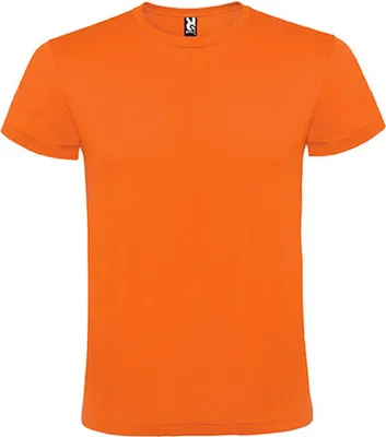A plain orange t-shirt is shown against a white background.