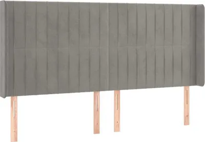 Produktbild von vidaXL Kopfteil mit Ohren Hellgrau 203x16x118/128 cm Samt