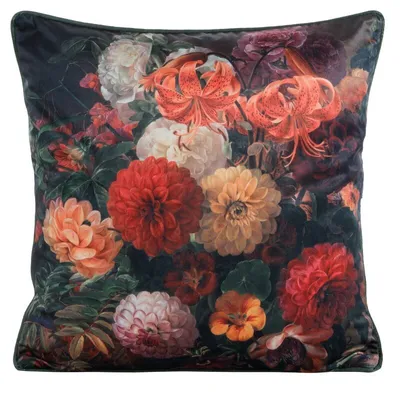 Produktbild von Dekorativer Kissenbezug Sofakissen VELVET 110 cm 45x45 dunkelgrün orange
