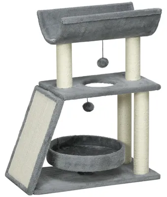 Produktbild von PawHut Katzen Kratzbaum Klein, 76 cm Katzenbaum mit Spielball, Bett, Kratzbrett