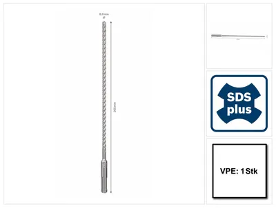 Produktbild von Bosch Hammerbohrer, Bohrerbit-Set Edelstahl 1 Stück 6mm, 200 mm, 265mm 2608576199