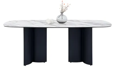 Immagine prodotto di Tavolo da pranzo moderno in bianco e nero Mobili da tavolo in legno per la sala da pranzo
