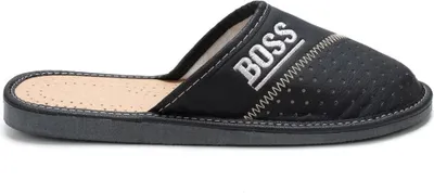 Produktbild von Herren Kunstleder Hausschuhe Pantoffeln Klassische Slippers BOSS Schwarz Gr.41