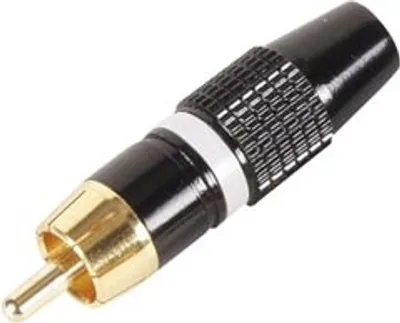 Obrázek produktu pro Cinch Stecker - Zlacený Hrot - Černé Pouzdro - Bílé