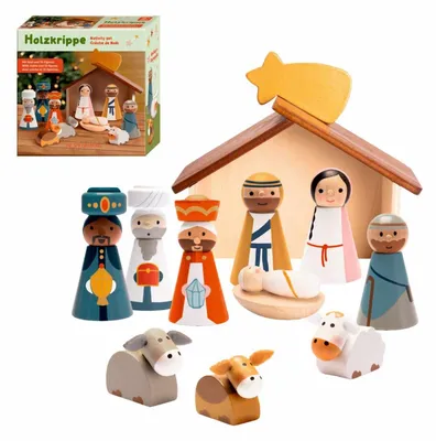 Produktbild von Holzkrippe Mit Figuren - FröhlicheWeihn