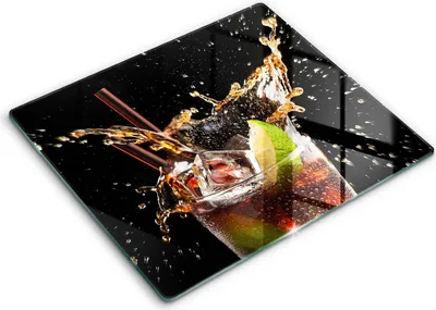 Zdjęcie produktu dla Deska kuchenna – 60 cm x 52 cm - Szklana deska do krojenia - Szkło hartowane – Antypoślizgowa - Drink Z Lodem