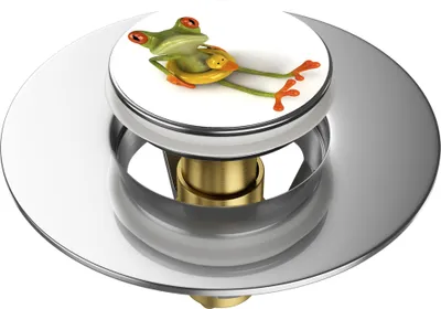 Produktbild von SANILO® Pop-Up Waschbeckenstöpsel, universal Pop Up Abflussstopfen mit Motiv - Froggy