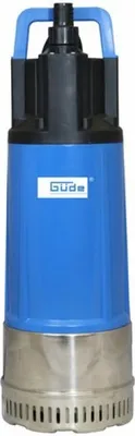 A product shot of a blue submersible pump against a white background.