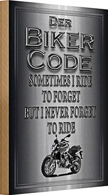 Produktbild von Holzschild Motorrad 20x30cm Biker Code never forget ride
