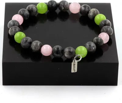 Immagine prodotto di Bracciale di perle di peridoto + labradorite + quarzo rosa 8 mm