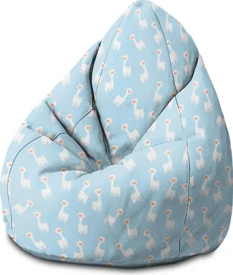 Produktbild von Dreamroots Bean Bag Sitzsack Kinder mit füllung, Bodenkissen Kinder Sitzsack, Sitzsack Kinderzimmer 70x70x105 cm, Sitzkissen Boden Kinder, Llama Blue