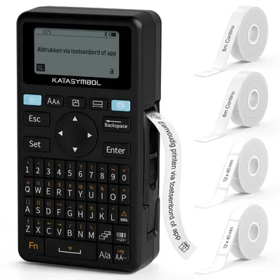 Zdjęcie produktu dla Drukarka etykiet - Klawiatura QWERTY - Bluetooth - Akumulator USB-C - 4 rolki etykiet