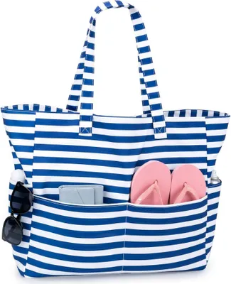 Produktbild von Strandtasche XXL Familie mit Reißverschluss Damen Badetasche Groß Strandtasche Modell: Shopper Leicht Faltbar Urlaub【Wasserdicht