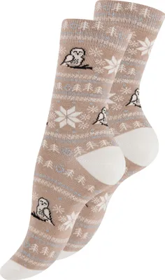 Produktbild von Vincent Creation® Bunte Fun Socken Farbenfrohe Freizeitsocken Damen & Herren 36-40 Eulebeige